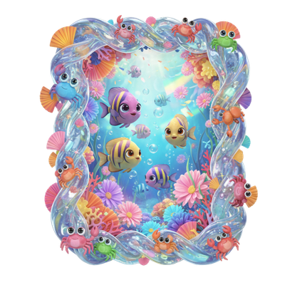 Marine Creatures-Graphic Cartoon Frames-PNG