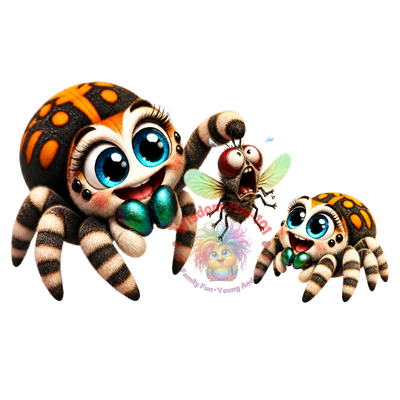 Regal Jumping Spider (Phidippus regius) PNG Digital Cartoon Download