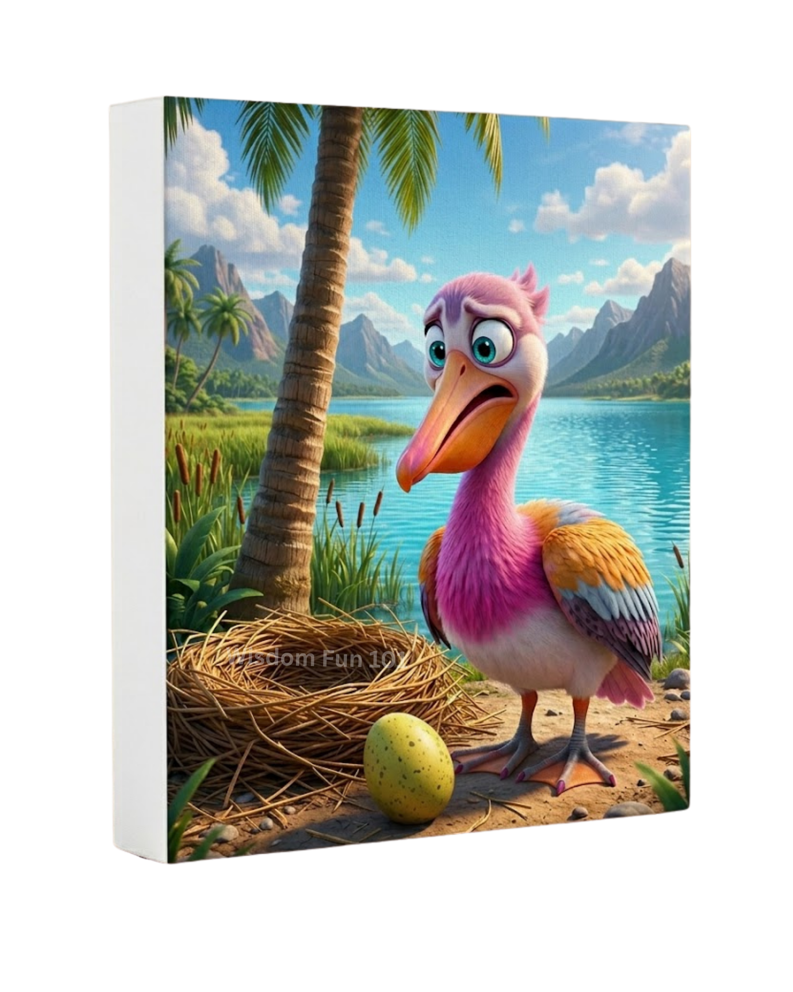 Tropical 3D Cartoon Stork Family Canvas Print Set (5-Piece Collection) (8