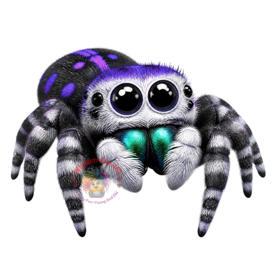 Regal Jumping Spider (Phidippus regius) PNG Digital Cartoon Download