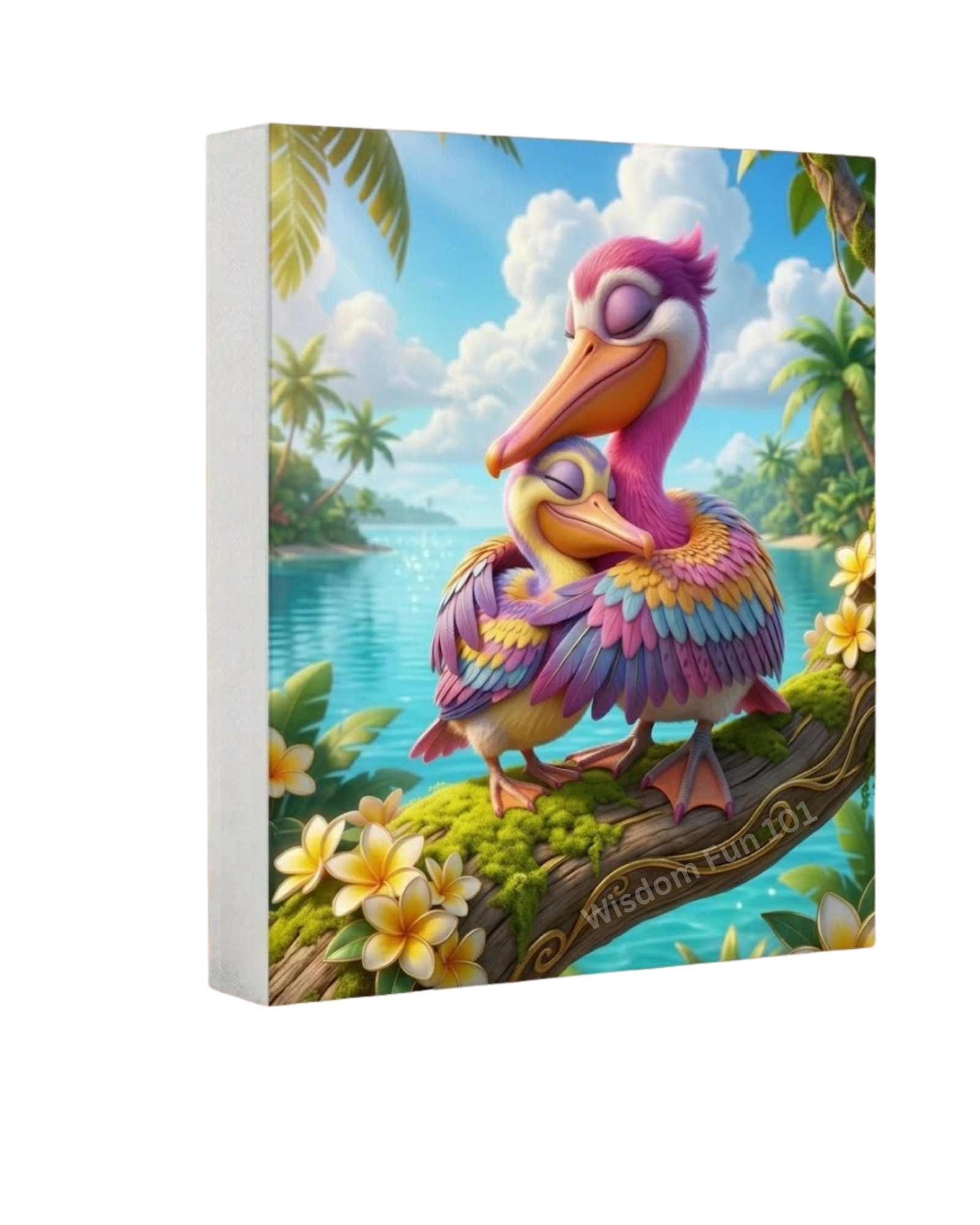 Tropical 3D Cartoon Stork Family Canvas Print Set (5-Piece Collection) (8