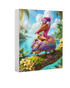 Tropical 3D Cartoon Stork Family Canvas Print Set (5-Piece Collection) (8" x 10")