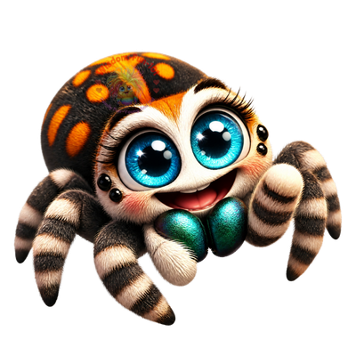 Regal Jumping Spider (Phidippus regius) PNG Digital Cartoon Download
