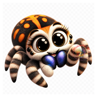 Regal Jumping Spider (Phidippus regius) PNG Digital Cartoon Download
