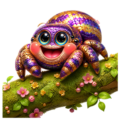 The Purple-Gold Jumper: Premium 3D-Style Transparent PNG Spider Graphic