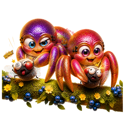 The Purple-Gold Jumper: Premium 3D-Style Transparent PNG Spider Graphic