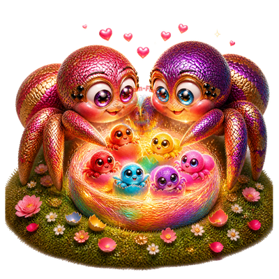 The Purple-Gold Jumper: Premium 3D-Style Transparent PNG Spider Graphic