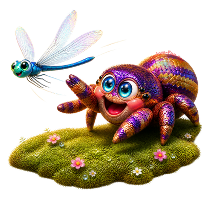 The Purple-Gold Jumper: Premium 3D-Style Transparent PNG Spider Graphic