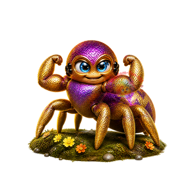 The Purple-Gold Jumper: Premium 3D-Style Transparent PNG Spider Graphic