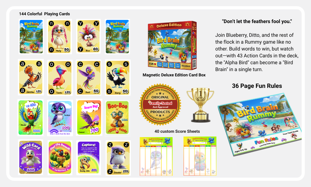 Bird Brain Rummy-Family Card Game