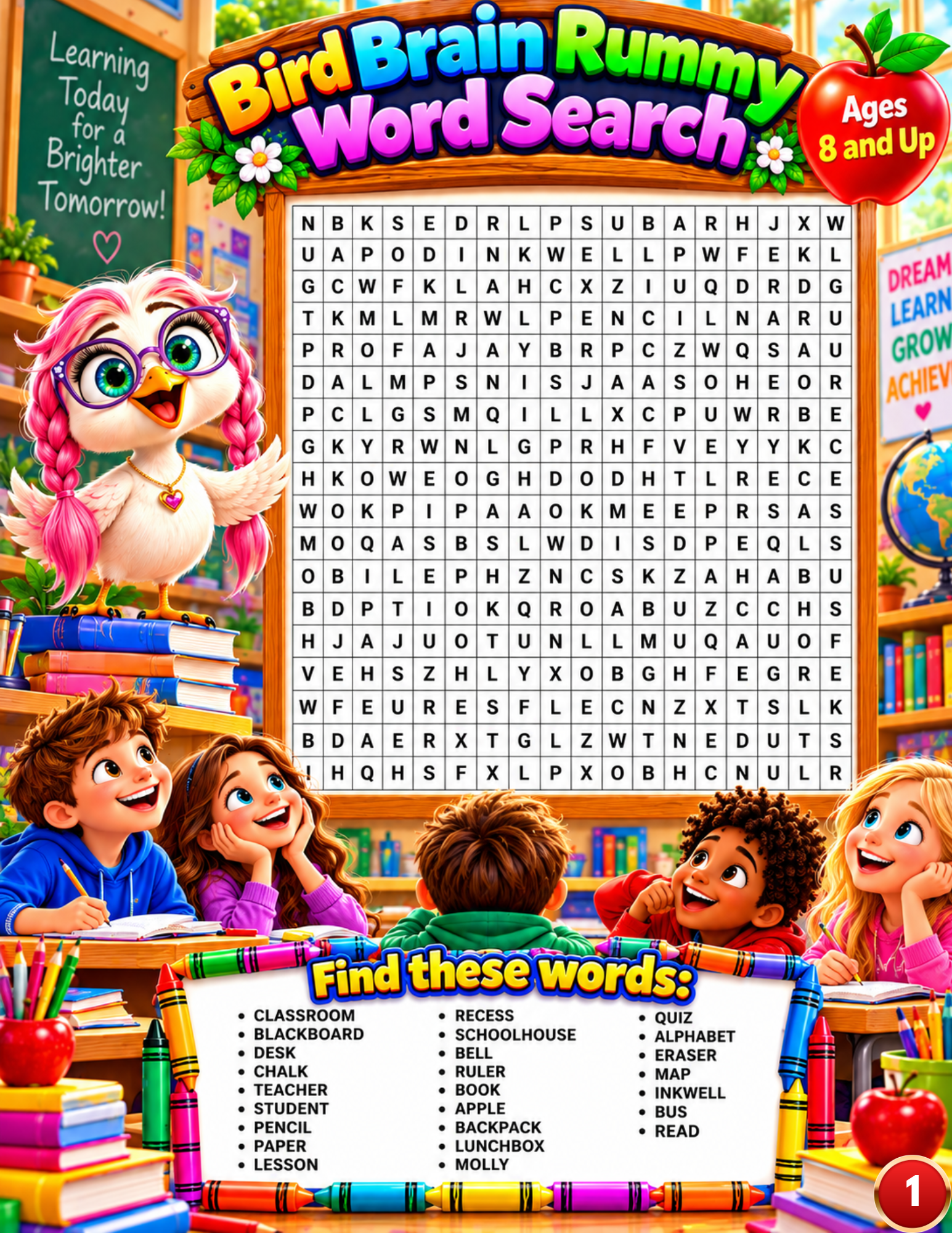 Bird Brain Rummy Word Search & Coloring Activity Pack (Ages 8-Up)