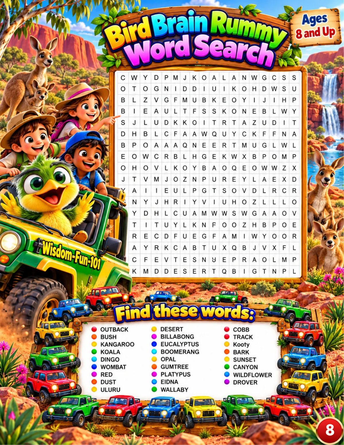 Bird Brain Rummy Word Search & Coloring Activity Pack (Ages 8-Up)