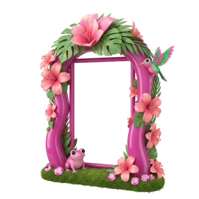 Flowers and Birds PNG Frame Set (4 Digital Downloads)  (code-07)
