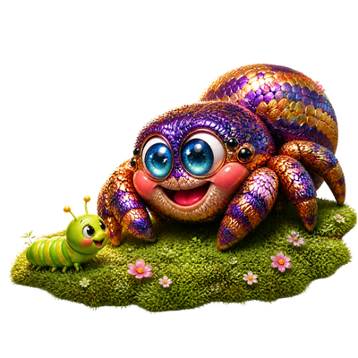 The Purple-Gold Jumper: Premium 3D-Style Transparent PNG Spider Graphic