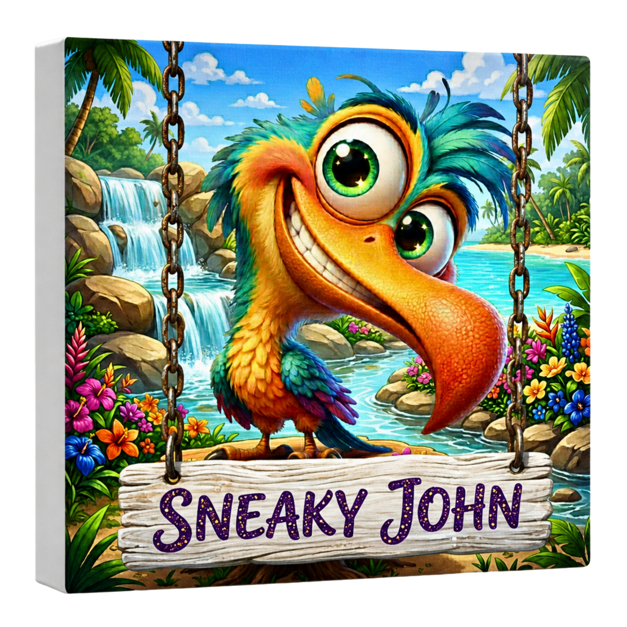 Sneaky John 8x8 Colorful Canvas Print