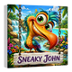 Sneaky John 8x8 Colorful Canvas Print
