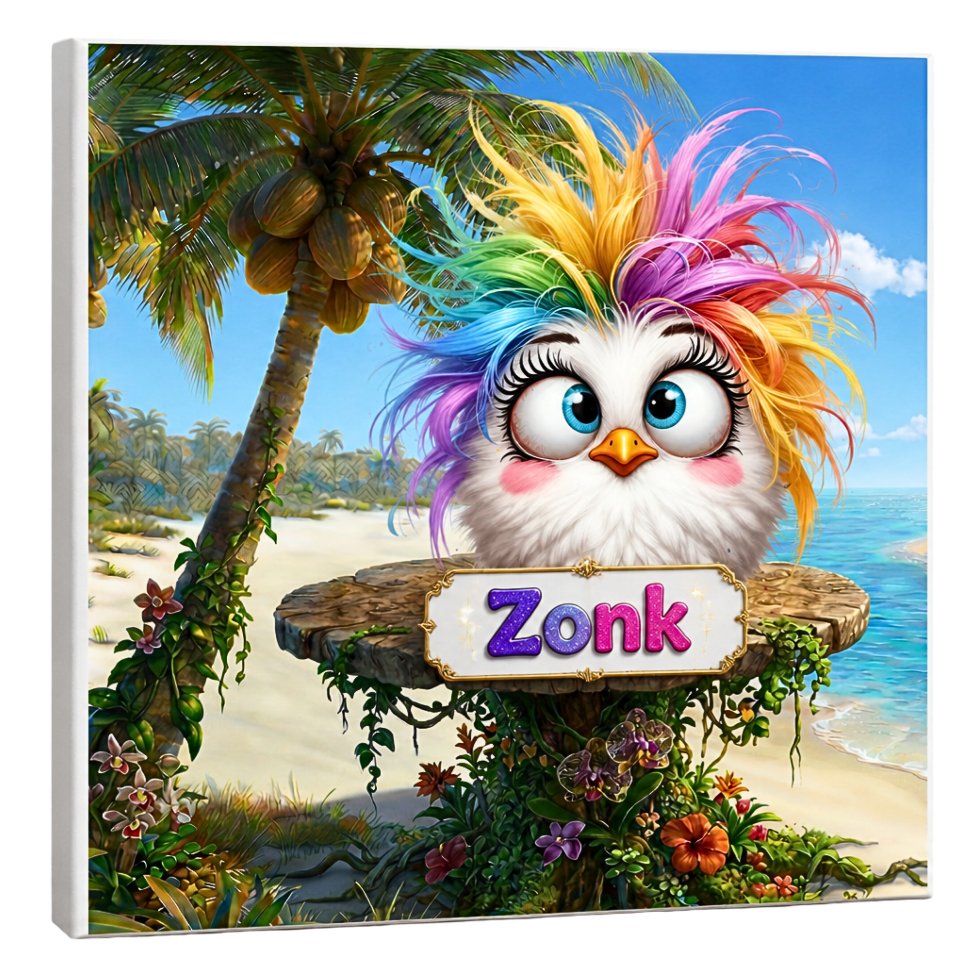 Zonk..Rainbow Sweetheart,,Limited-Edition 8x8 Framed Canvas Print