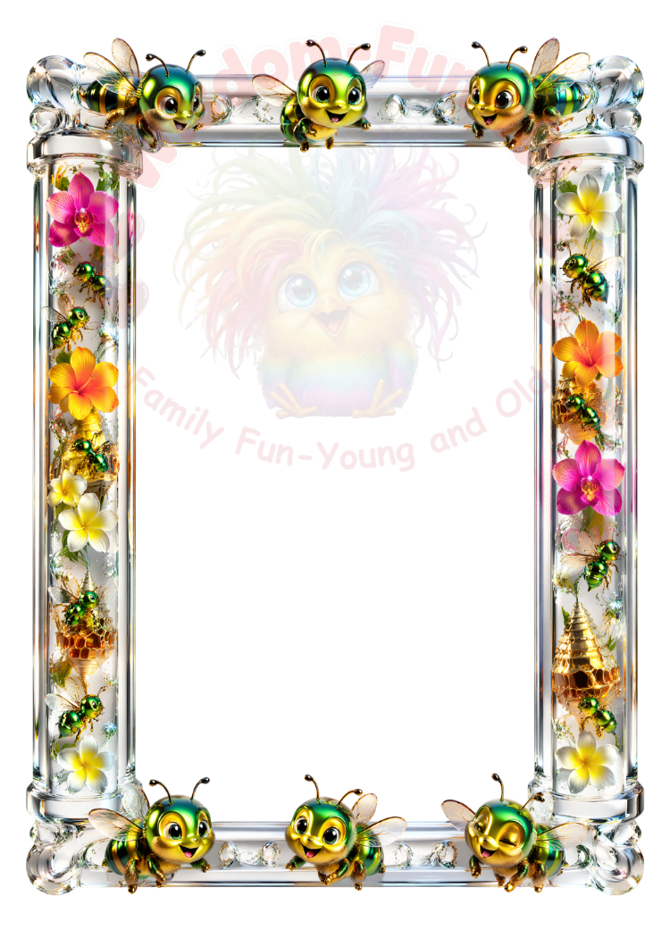3D Vibrant Insect Card Templates – 17 (2.5x3.5") Framed PNGs with Transparent Centers